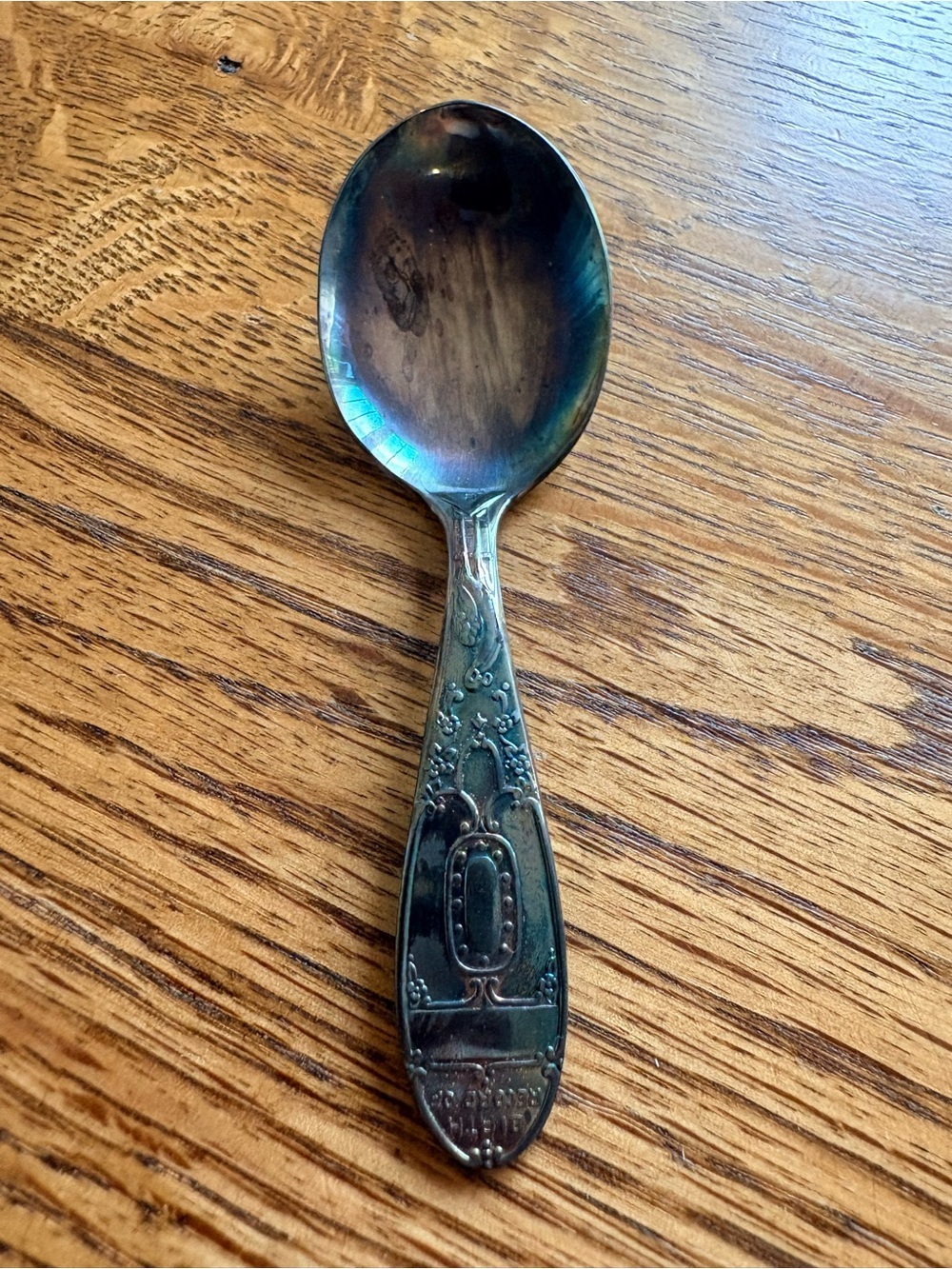 VTG Wm Rogers Silverplate Birth Record Baby Spoon